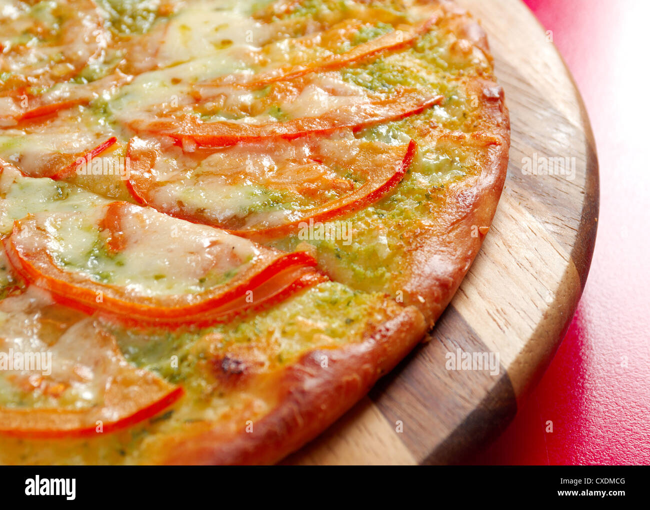 Pizza with tomato and cheese Stock Photo