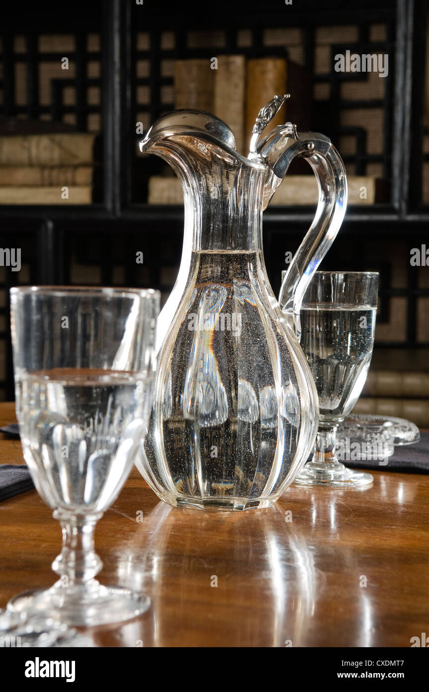 French cut crystal and water goblets Stock Photo Alamy