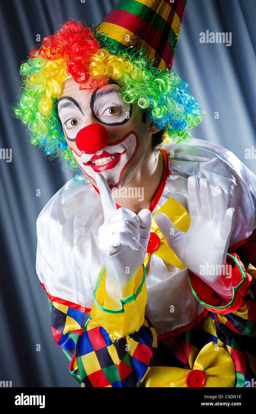 Funny clown in studio shooting Stock Photo Alamy