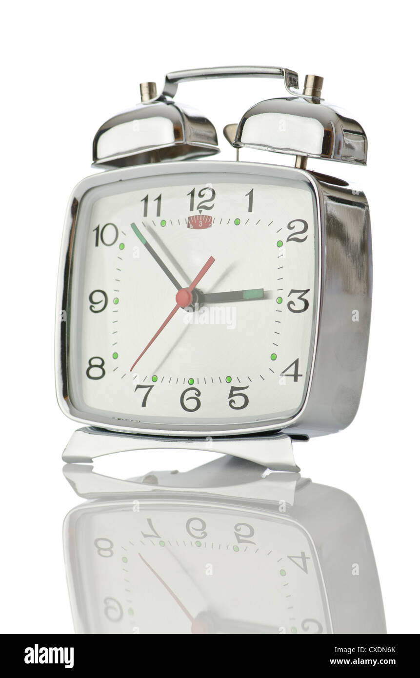 Alarm clock isolated on white Stock Photo - Alamy