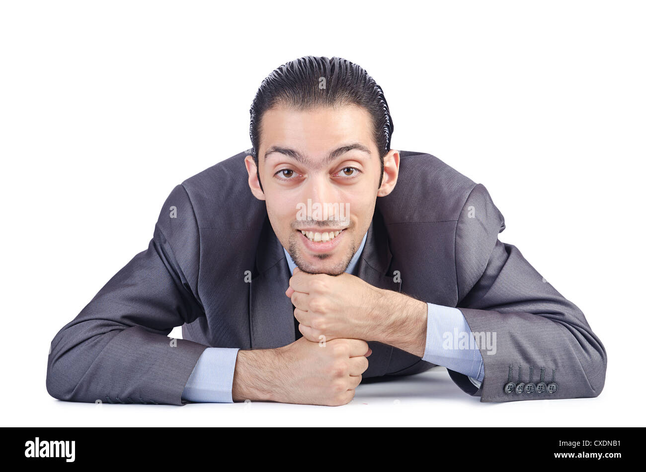 Businessman isolated on the white background Stock Photo - Alamy