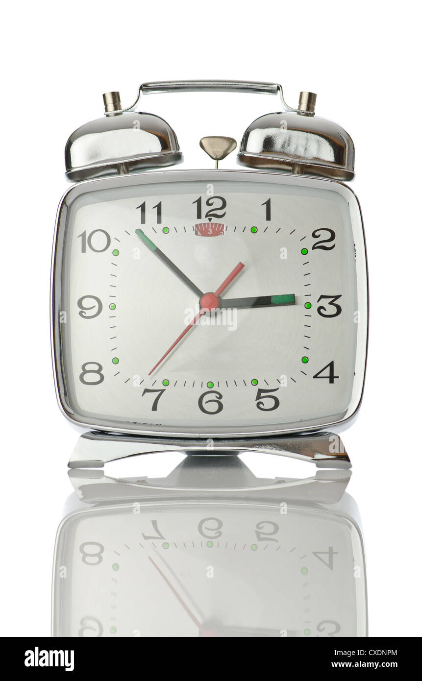 Alarm clock isolated on white Stock Photo - Alamy