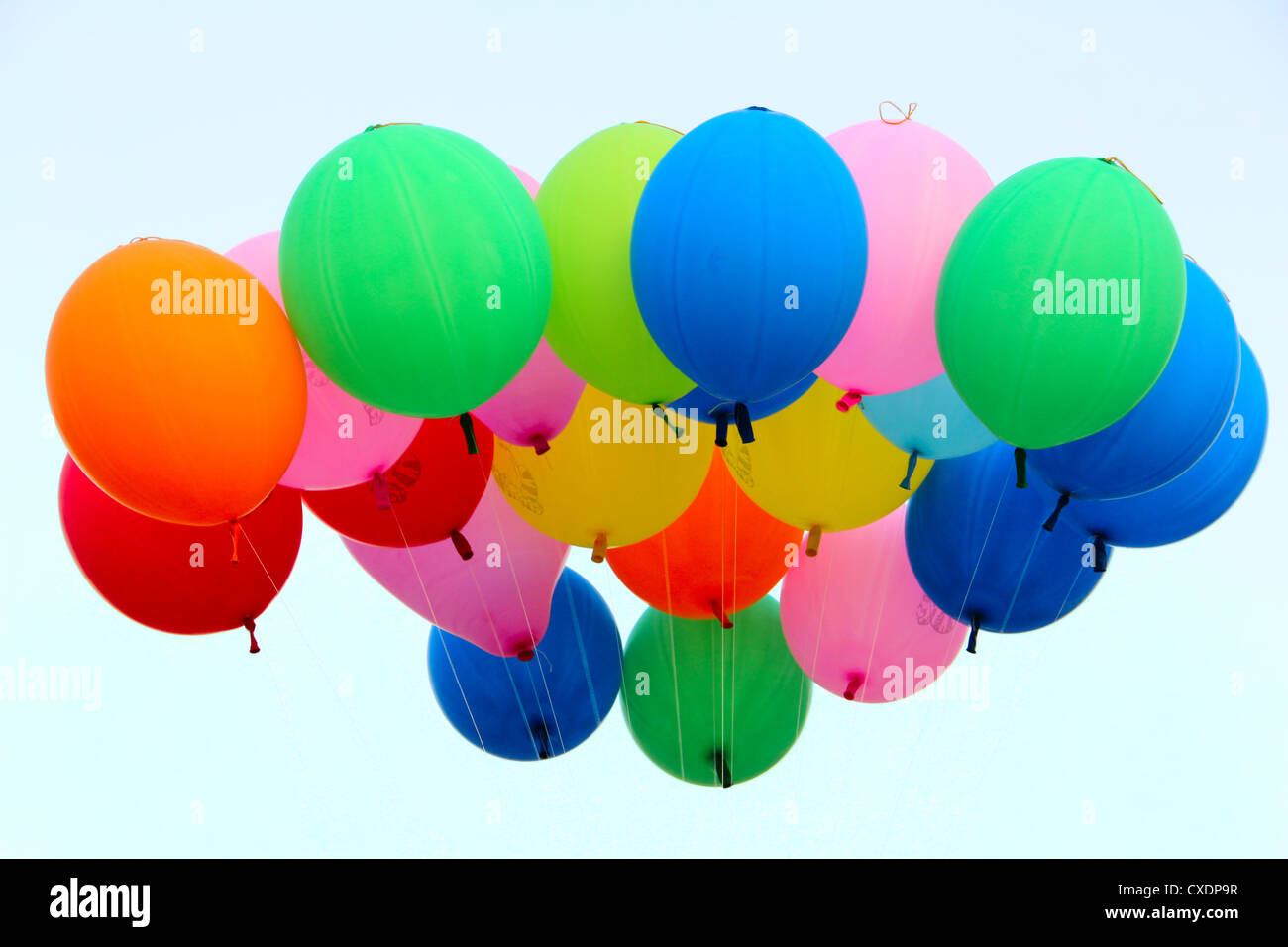 Colour balloons on blue sky Stock Photo