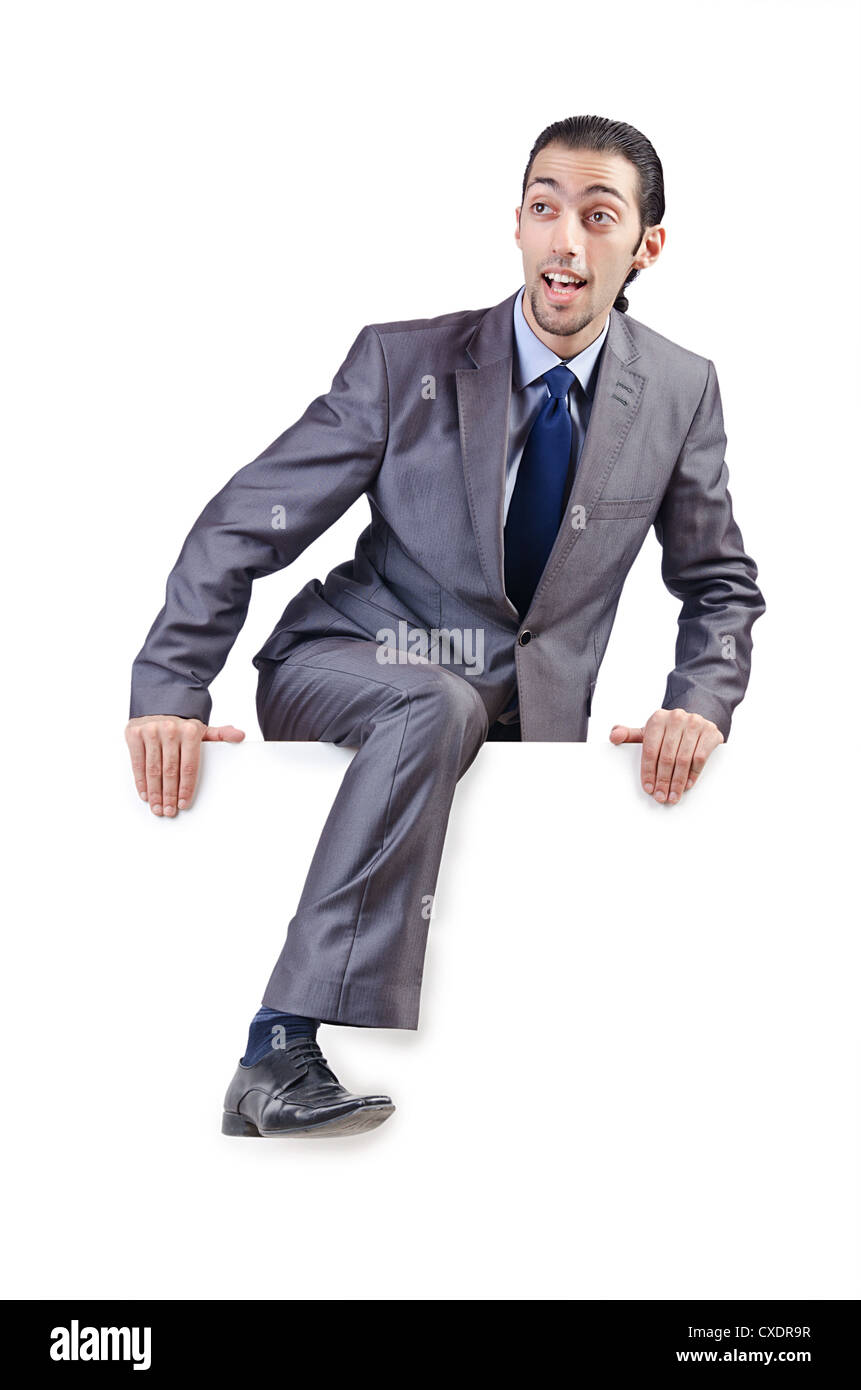 Businessman isolated on the white background Stock Photo - Alamy