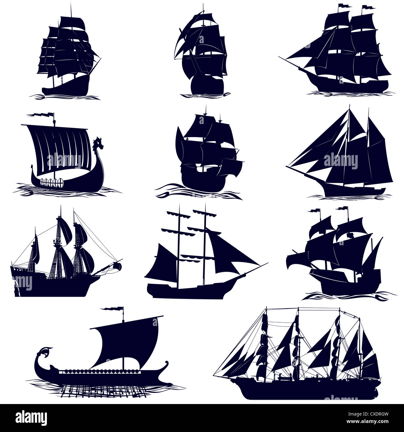 Old sailing ships. Illustration on white background Stock Photo Alamy