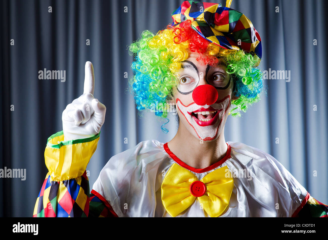 Funny clown in studio shooting Stock Photo Alamy