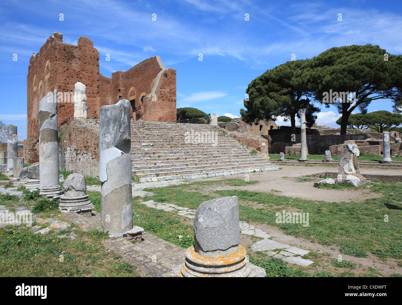 Roman Forum, Ostia Antica, Rome, Lazio, Italy, Europe Stock Photo