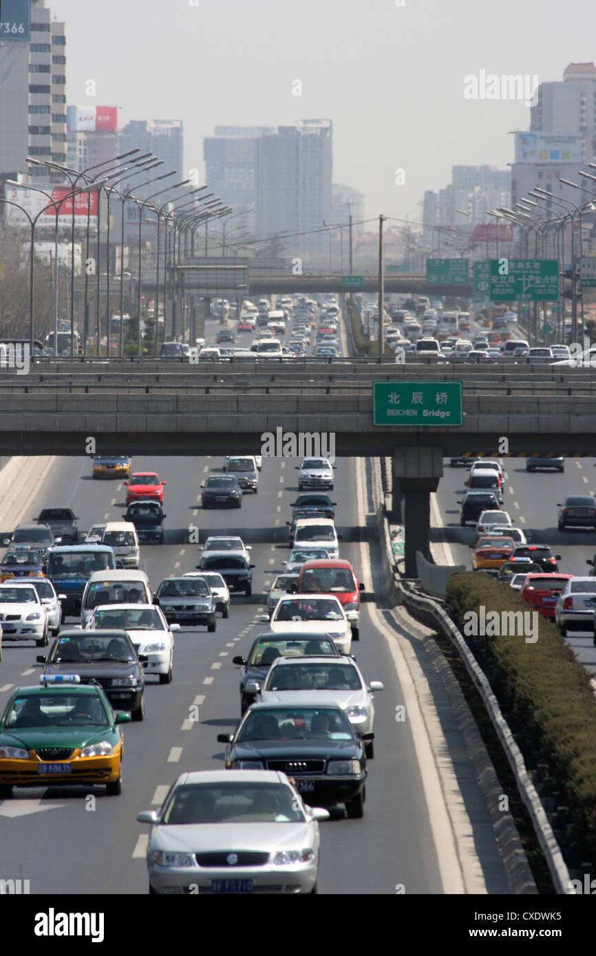 Beijing, of busy, multi-lane ring road Stock Photo