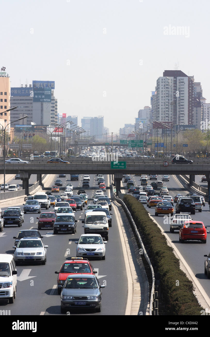 Beijing, of busy, multi-lane ring road Stock Photo