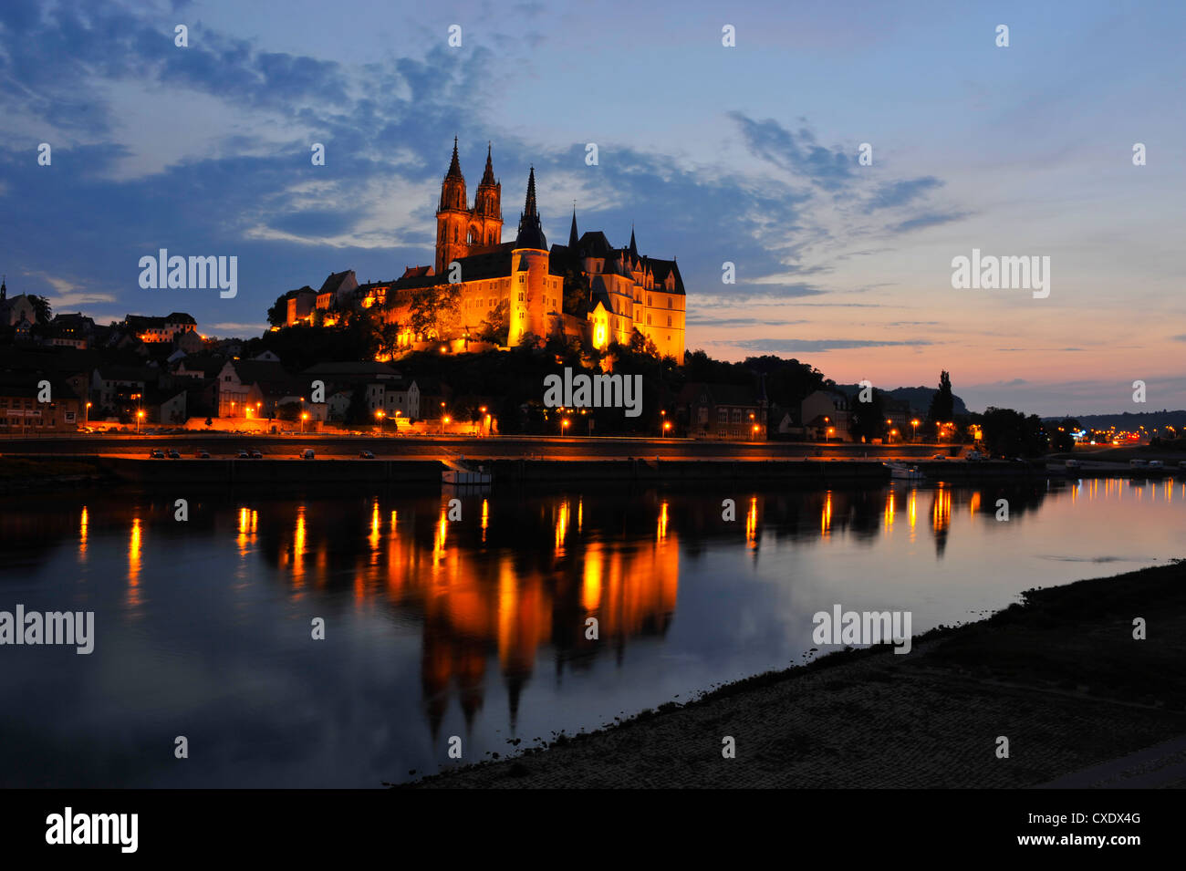 Albrechtsburg in Meissen, Saxony, Germany, night shot Stock Photo