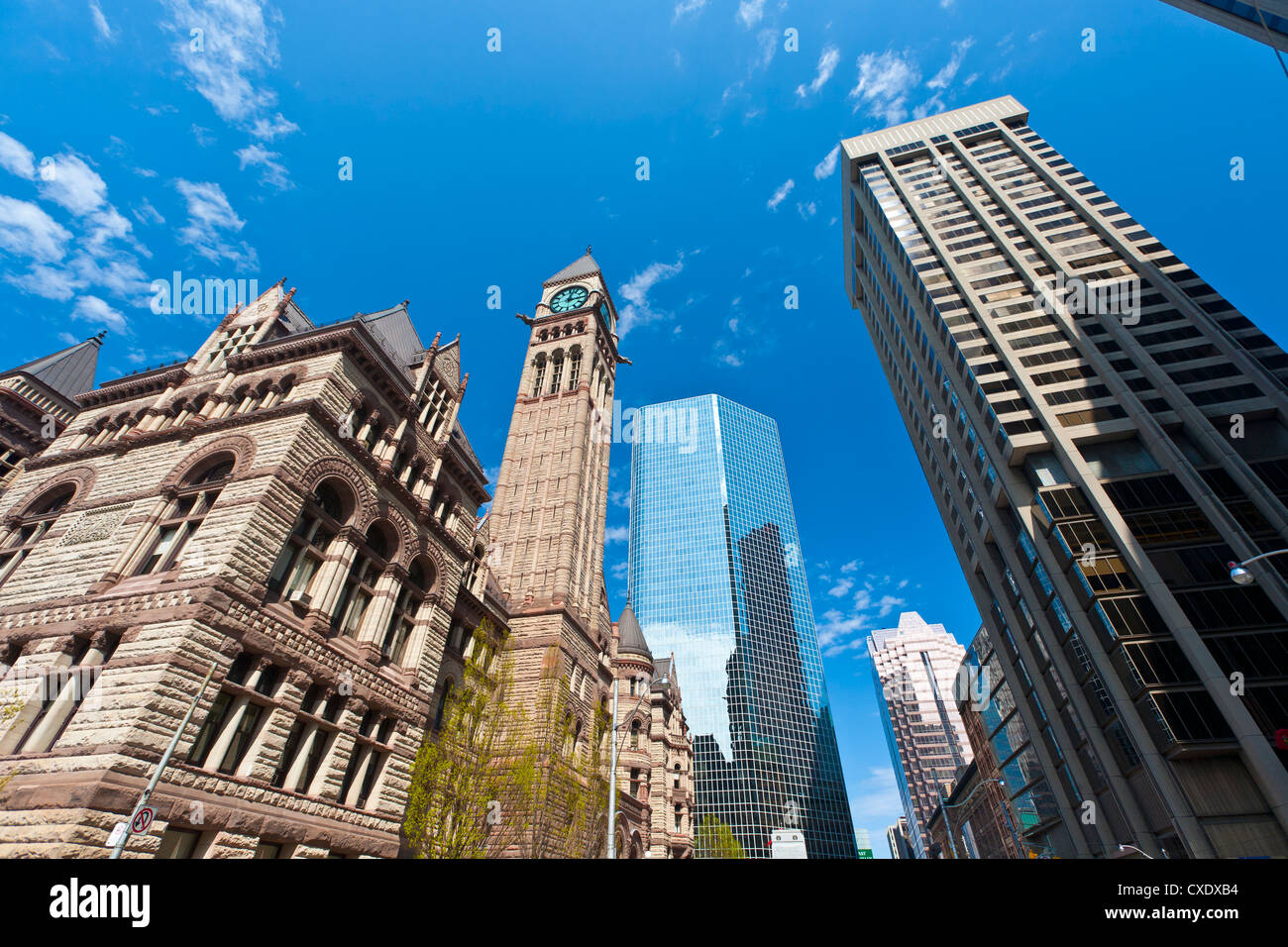 Old City Hall contrasting with modern skyscrapers, Toronto, Ontario, Canada, North America Stock Photo