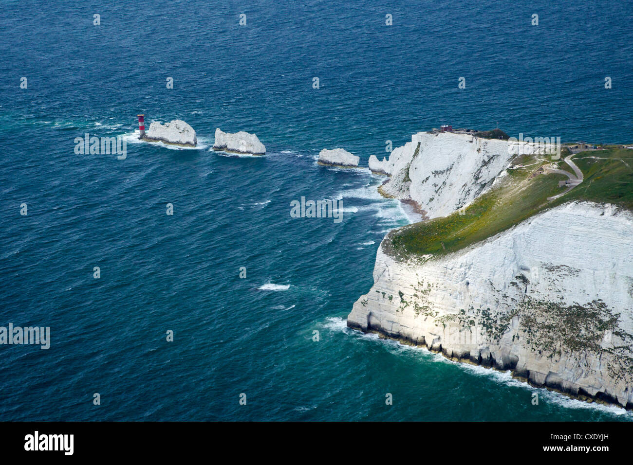 Aerial view of the Needles, Isle of Wight, England, United Kingdom