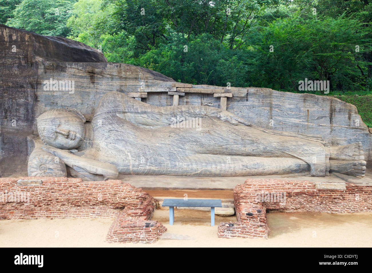 Reclining Buddha in Nirvana, Gal Vihara Rock Temple, Polonnaruwa, Sri Lanka, Asia Stock Photo