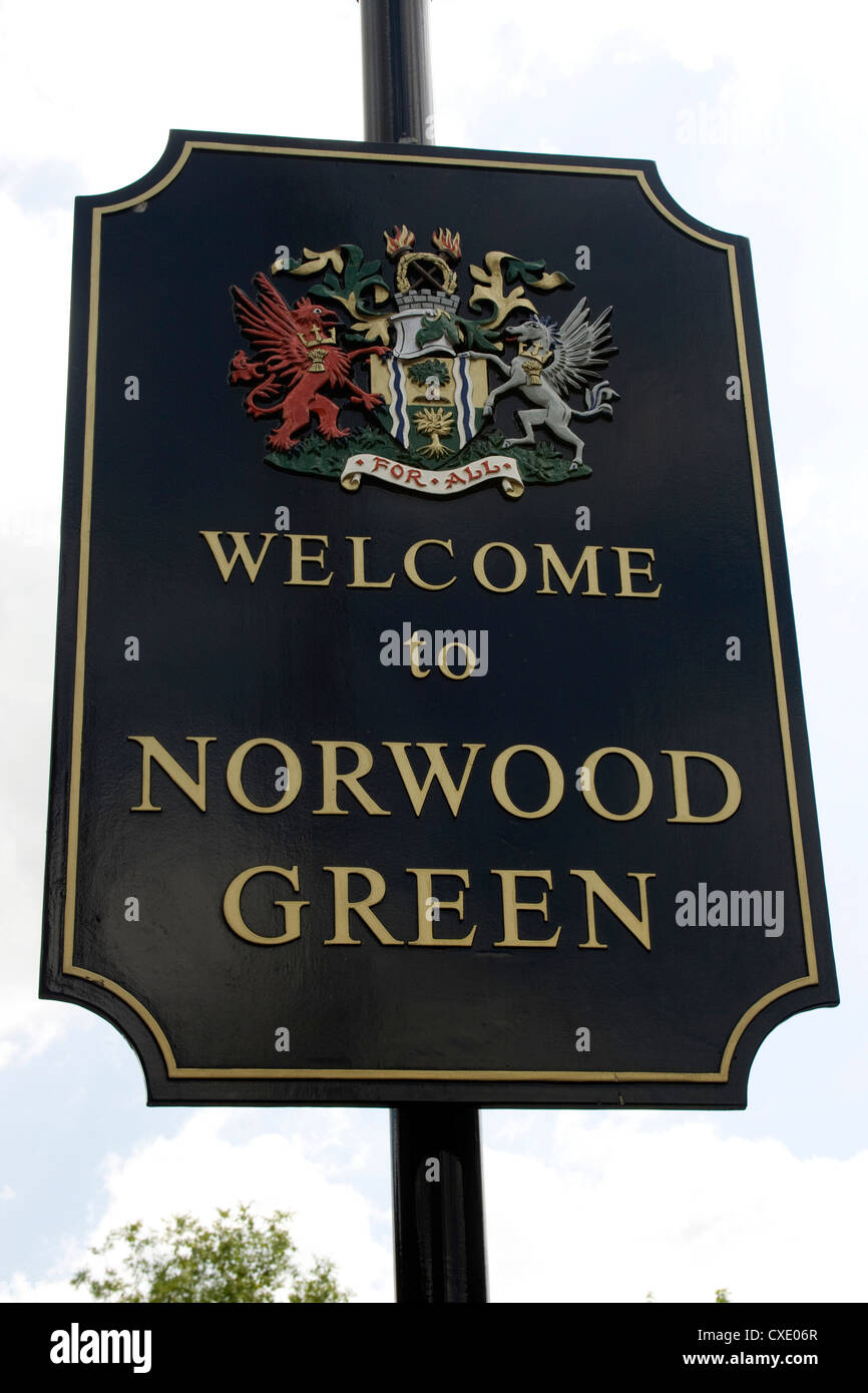 to Norwood Green sign, Southall, West London Stock Photo Alamy