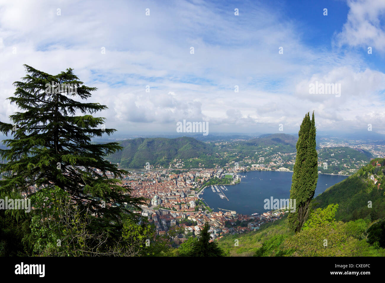 View of the city of Como from Brunate, Lake Como, Lombardy, Italian Lakes, Italy, Europe Stock Photo