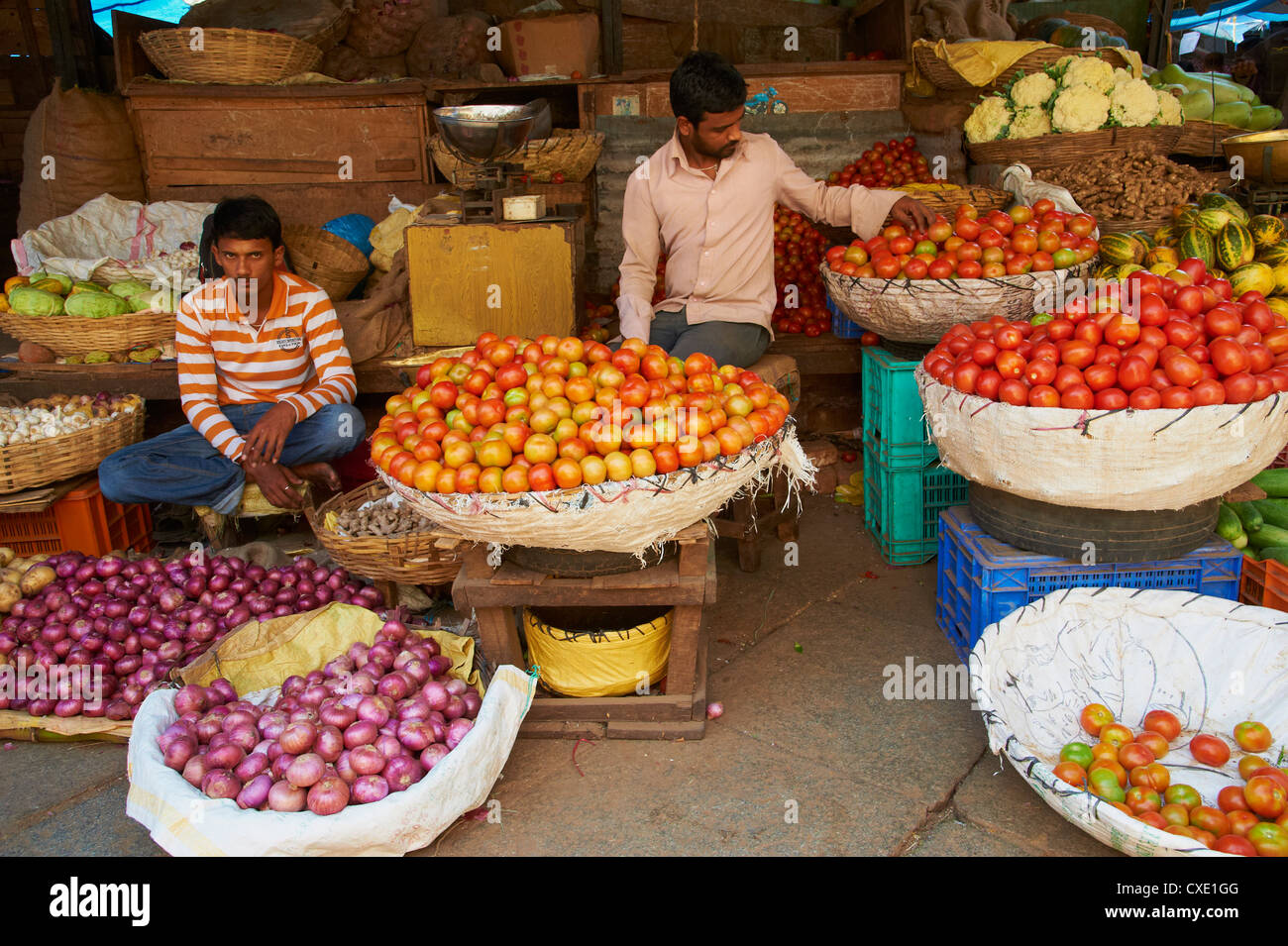 Vegetables for sale, Devaraja market, Mysore, Karnataka, India, Asia Stock Photo