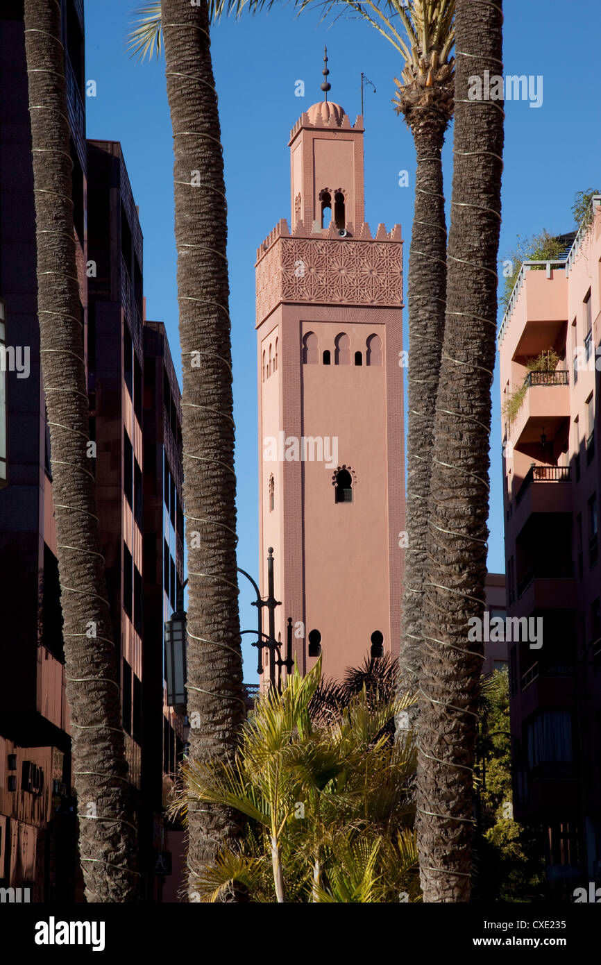 Minaret, Place du 16 Novembre, Marrakesh, Morocco, North Africa, Africa Stock Photo