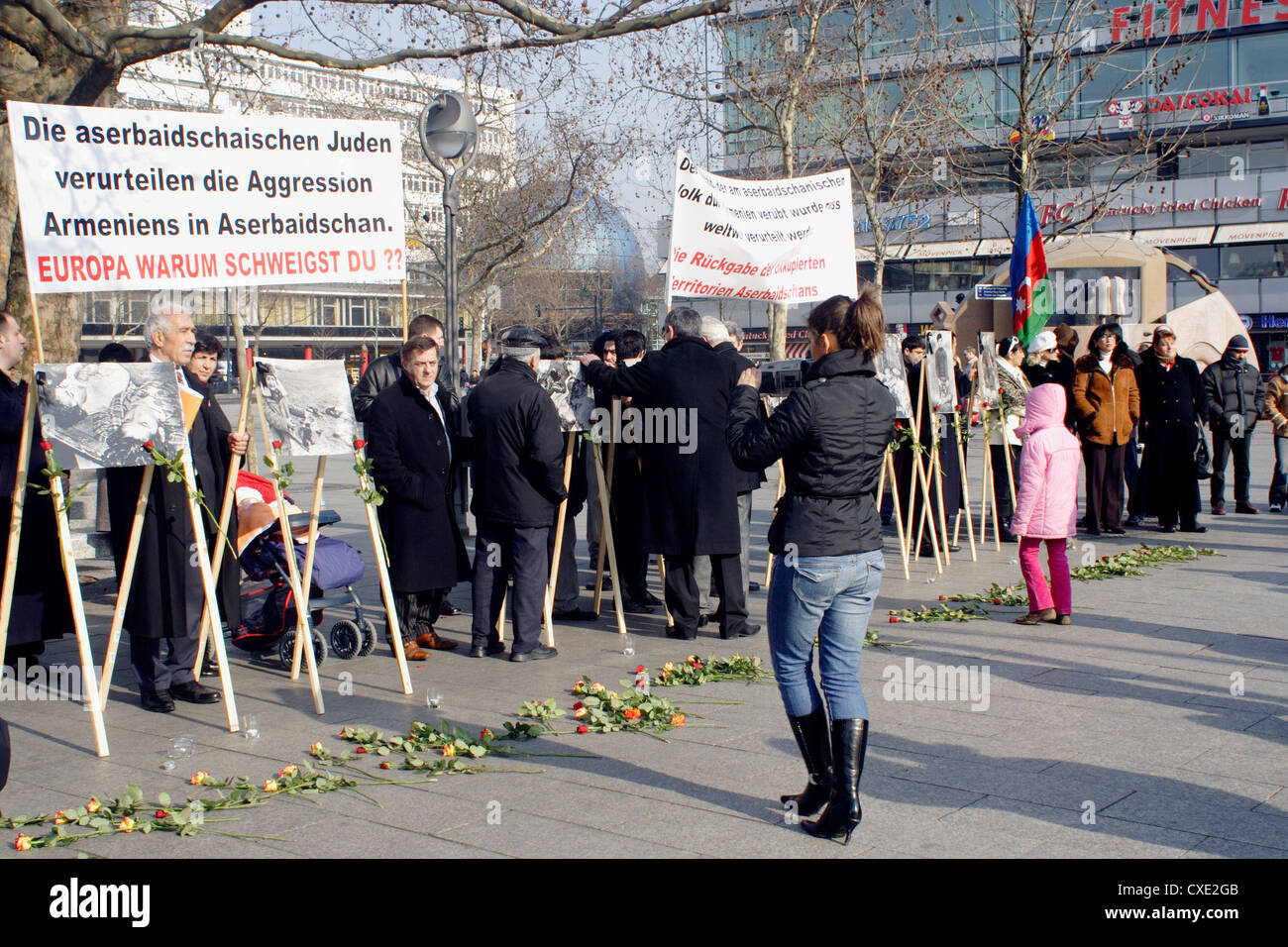 Berlin demonstration against the genocide of the Azerbaijanis of Khojaly Stock Photo