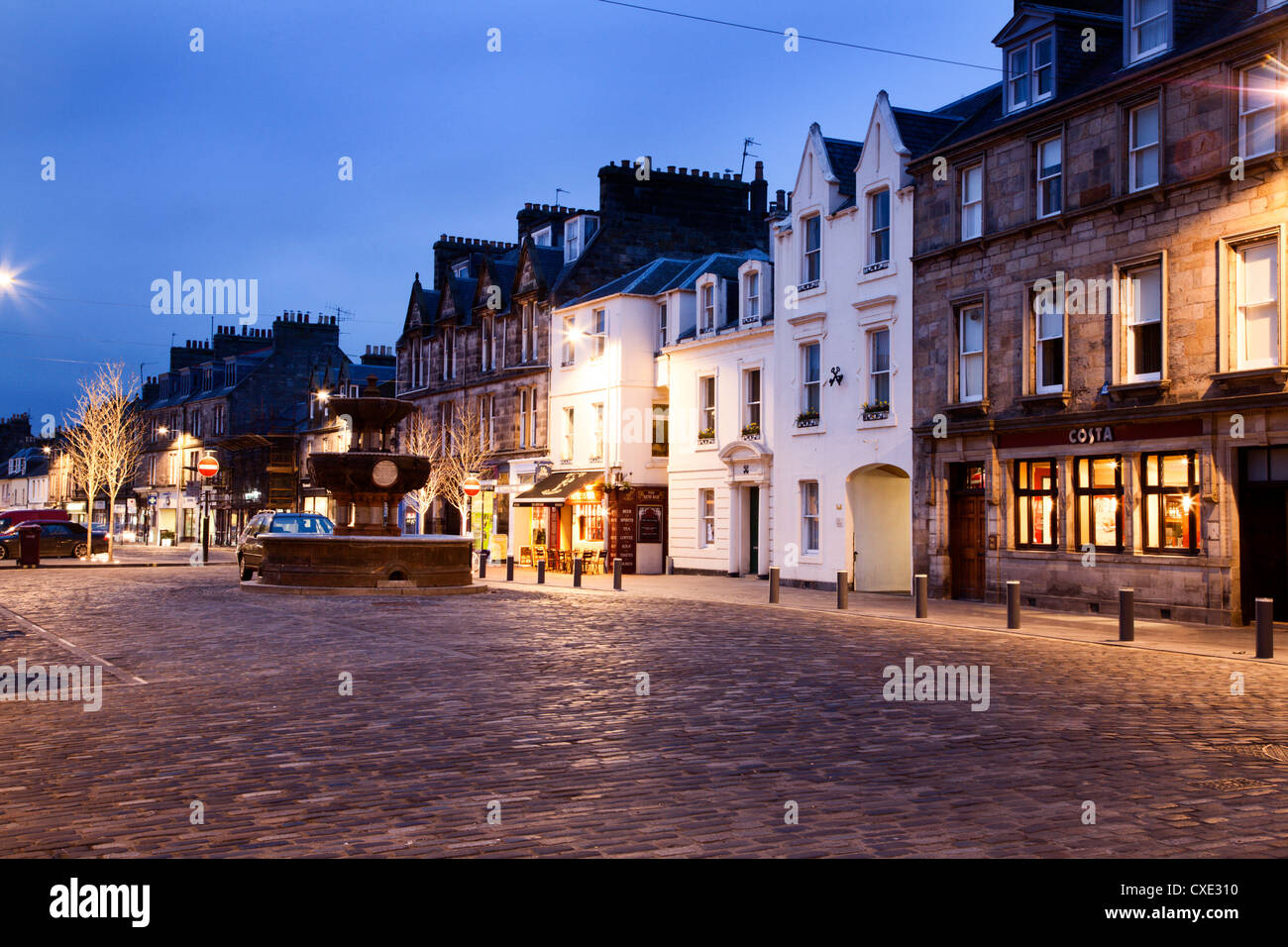 Market Street at dusk, St Andrews, Fife, Scotland Stock Photo