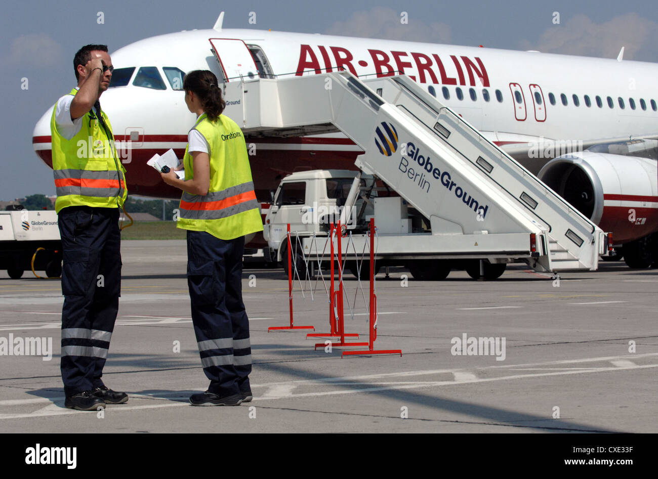 Machine by Air Berlin on the Berlin-Tegel Airport Stock Photo