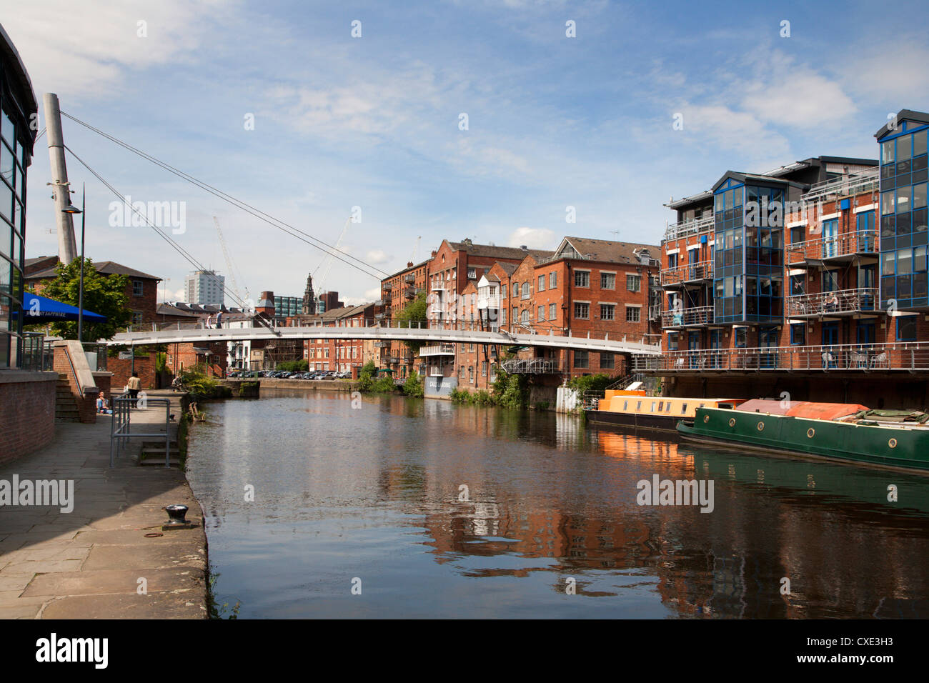 Brewery Wharf and Centenary Bridge, Leeds, West Yorkshire, Yorkshire, England, United Kingdom, Europe Stock Photo