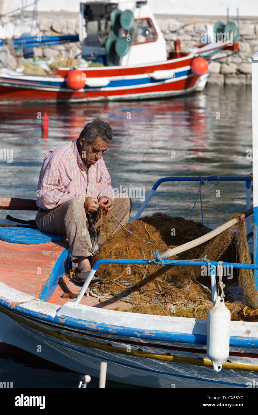 Local fisherman, Ormos Marathokampos, Samos, Aegean Islands, Greece Stock Photo