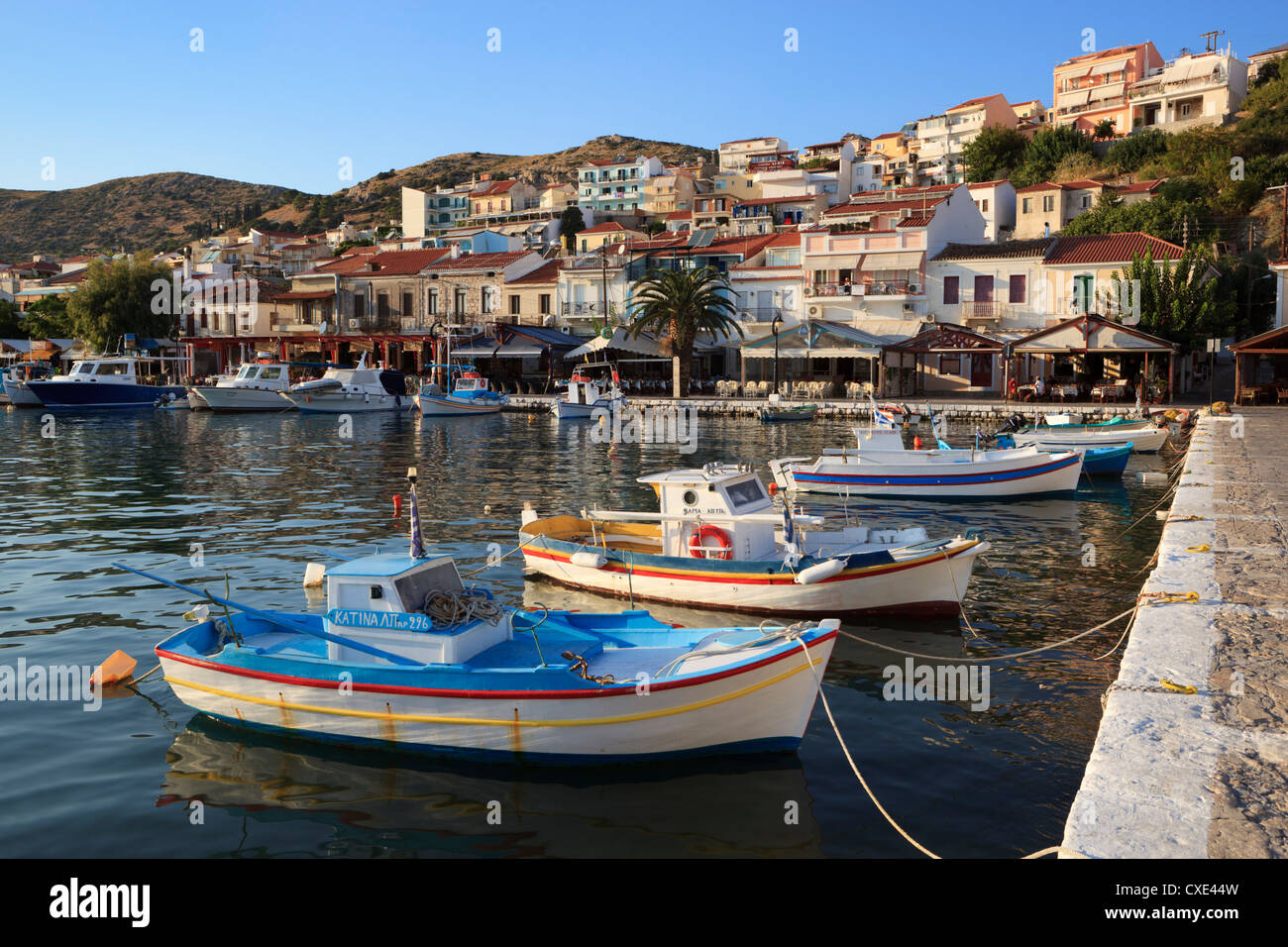 Harbour view, Pythagorion, Samos, Aegean Islands, Greece Stock Photo
