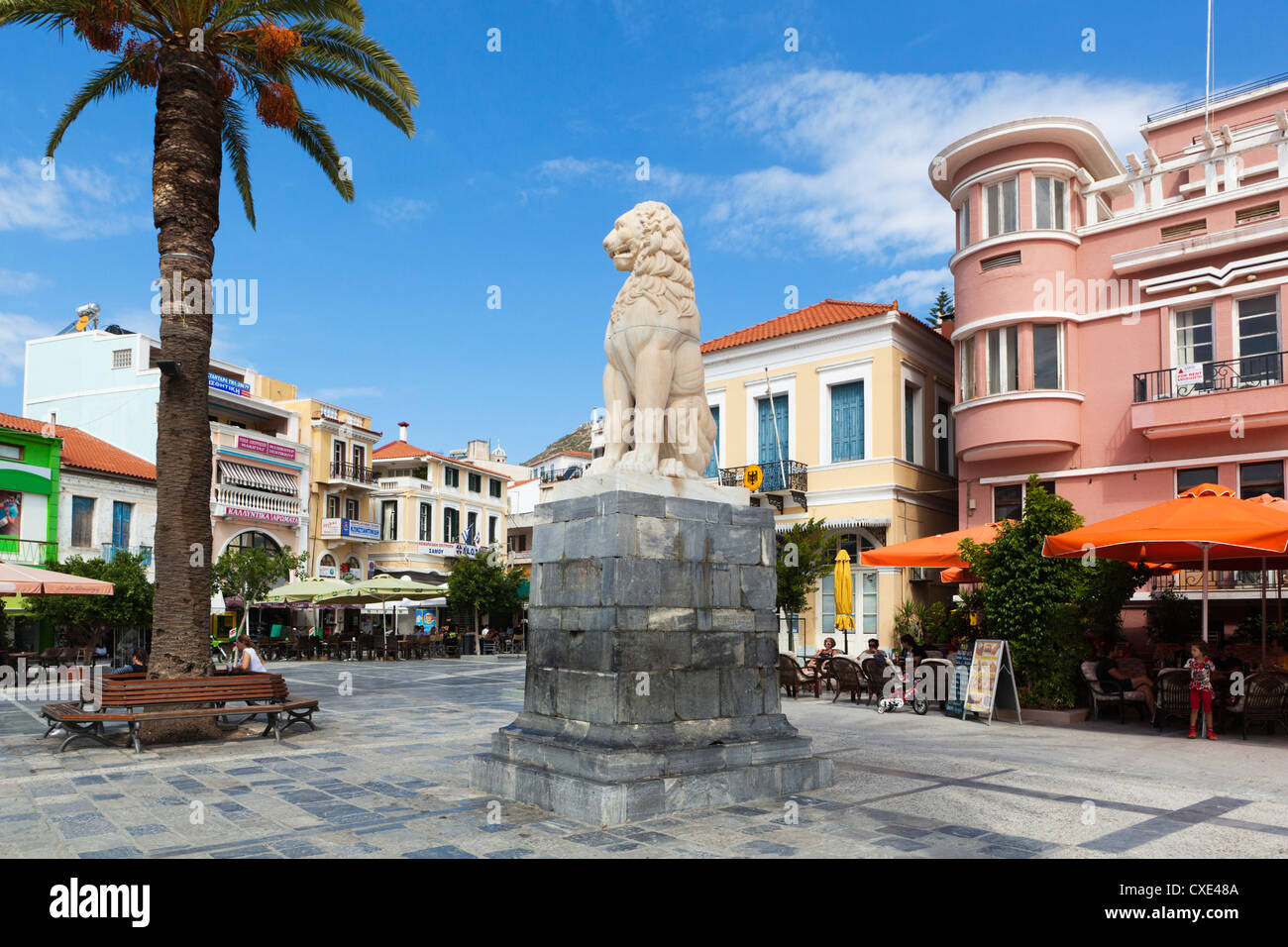 Lion Square, Samos Town, Samos, Aegean Islands, Greece Stock Photo