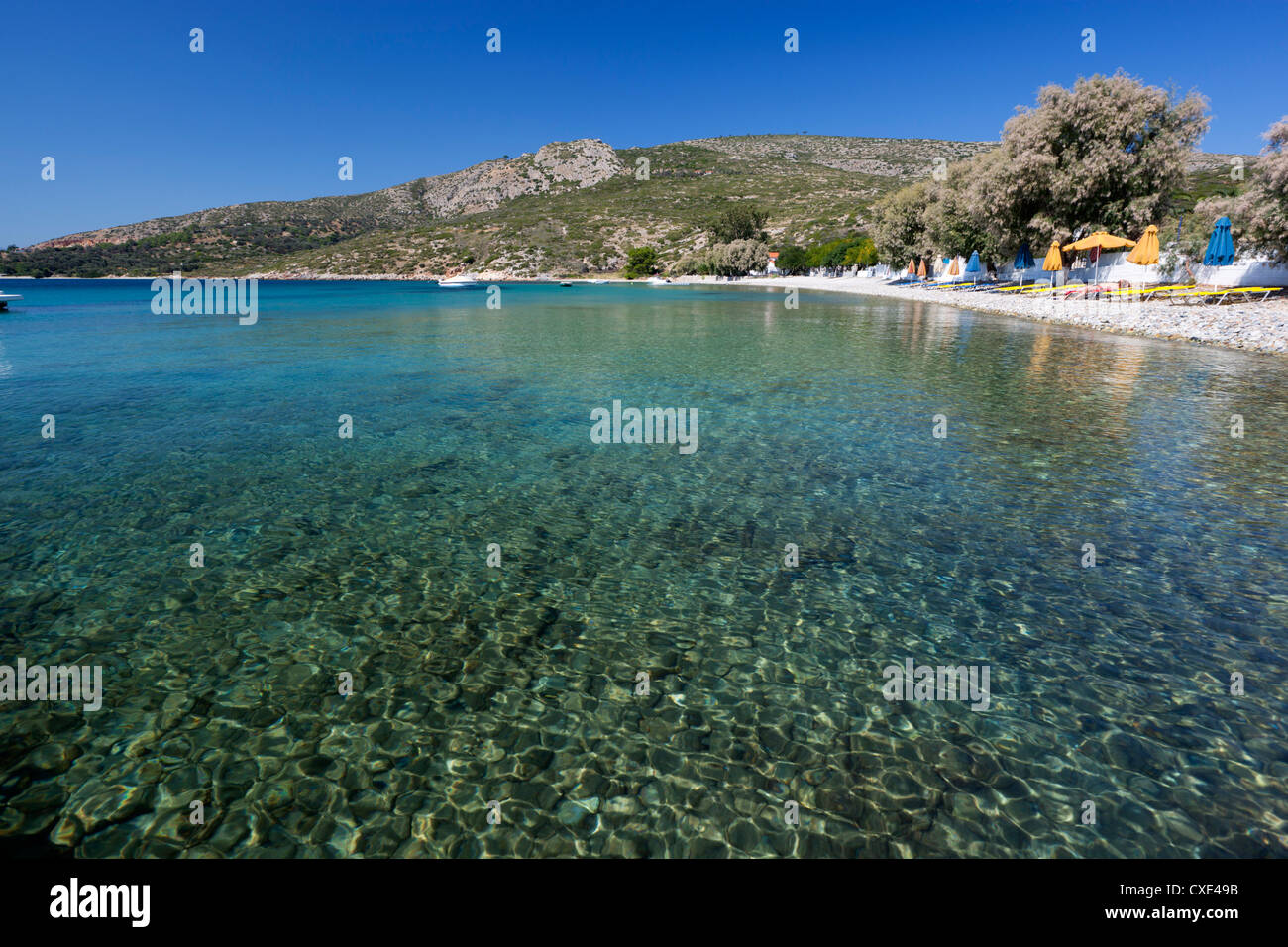 Clear water and beach, Klima, Samos, Aegean Islands, Greece Stock Photo