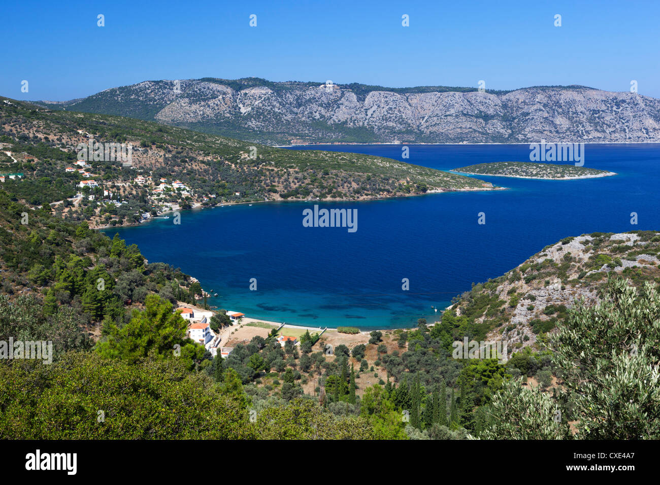 View over Kerveli and East coast, Samos, Aegean Islands, Greece Stock Photo