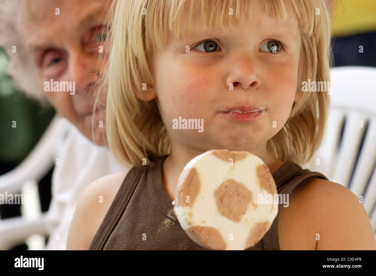 Leipzig, a child eating an ice cream Stock Photo