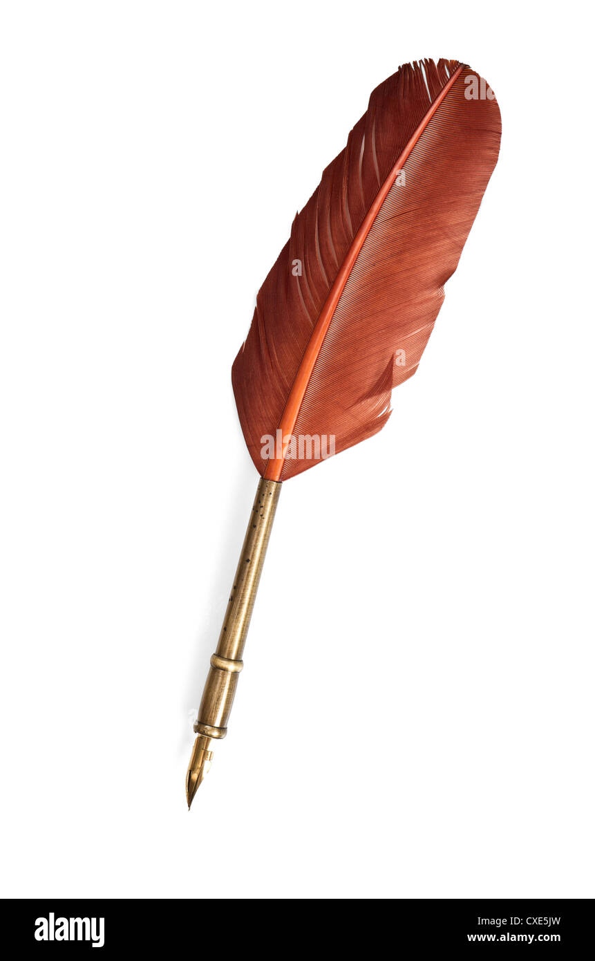 Antique Vintage Pen Feather High Resolution Stock Photography and