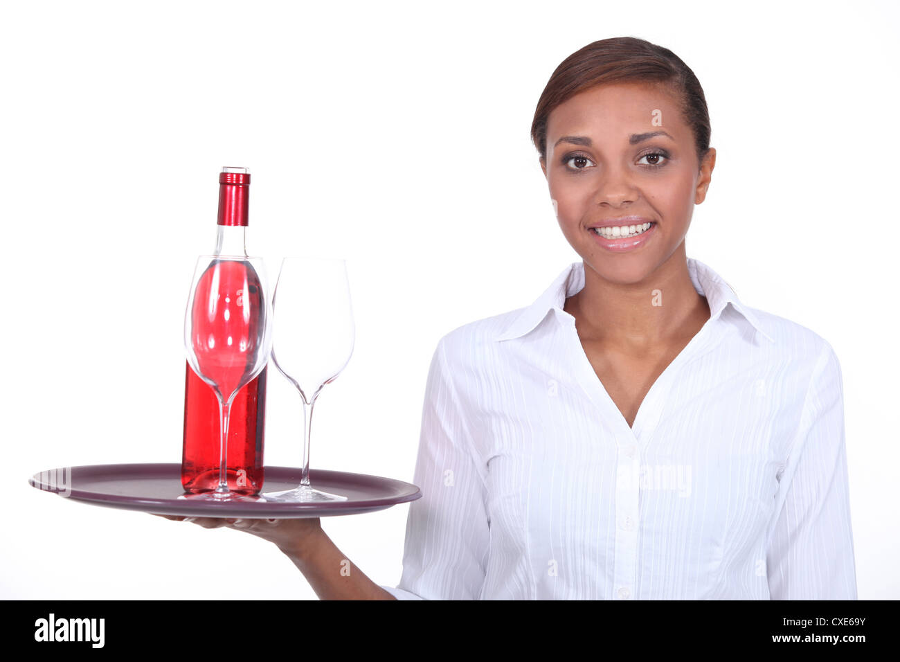 Waiter with tray Stock Photo - Alamy
