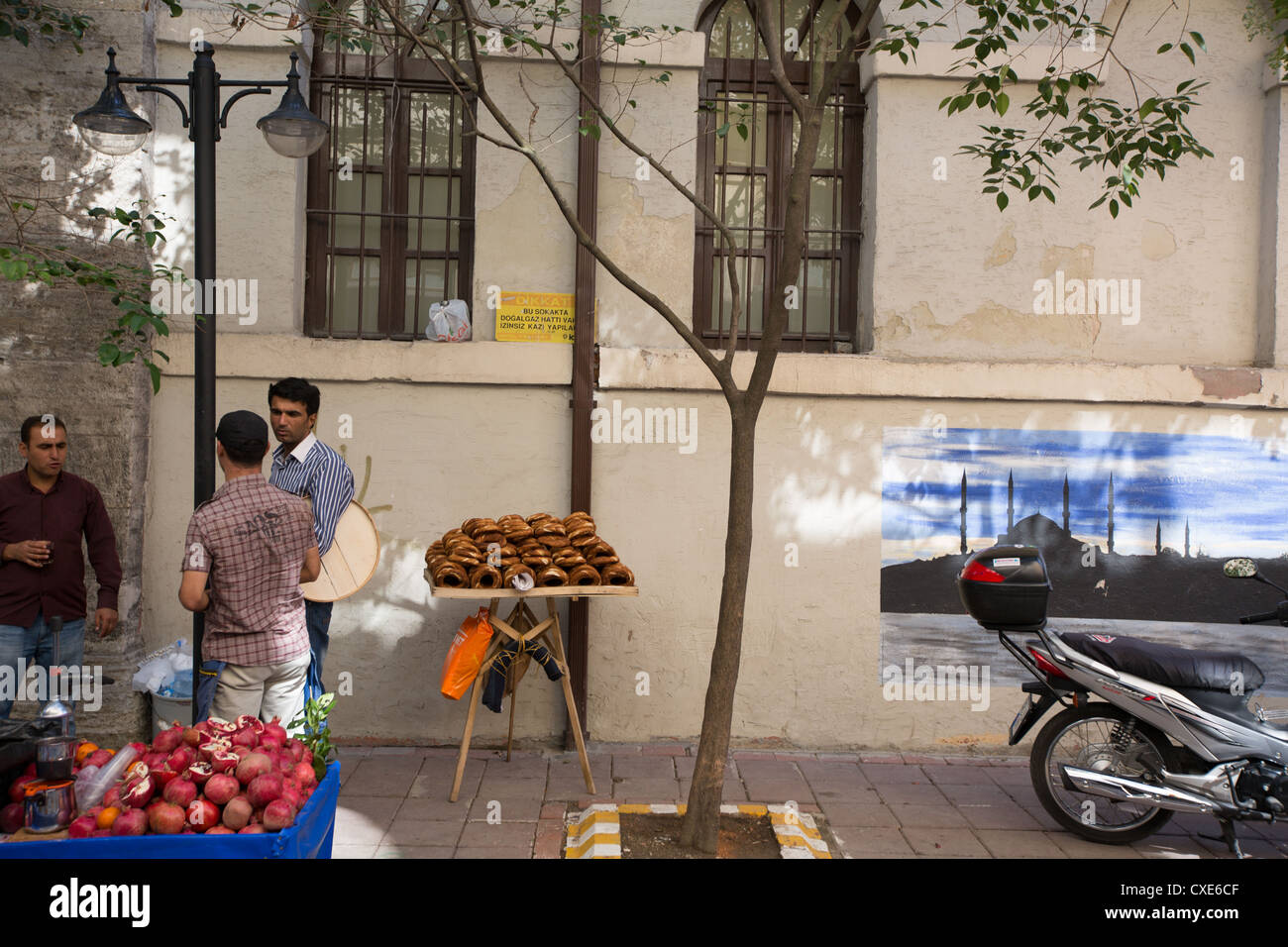 Food stall in street scene in Istanbul, in Turkey. Stock Photo