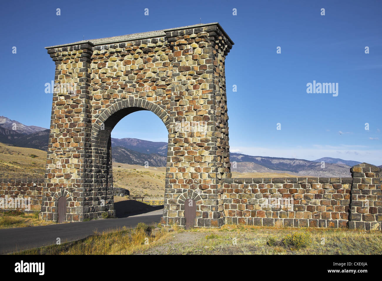 Huge stone gate Stock Photo