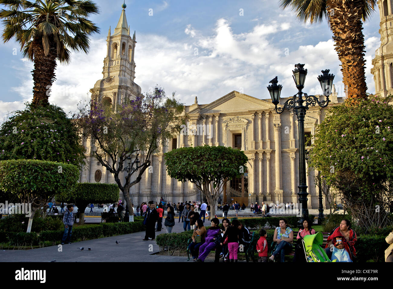 Plaza de Armas, Arequipa Cathedral in background, Arequipa, peru, South America Stock Photo