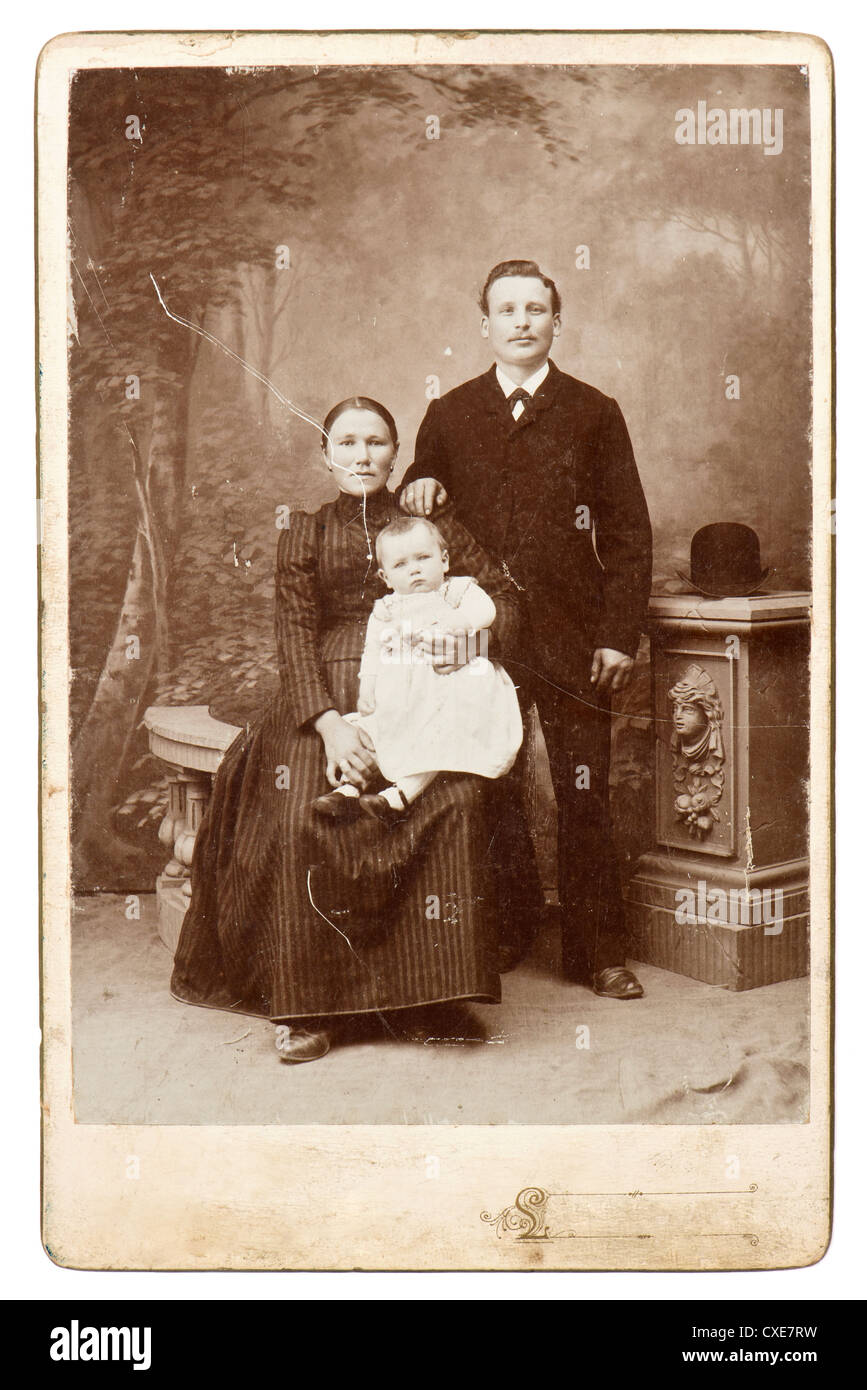 old family photo. nostalgic vintage background Stock Photo