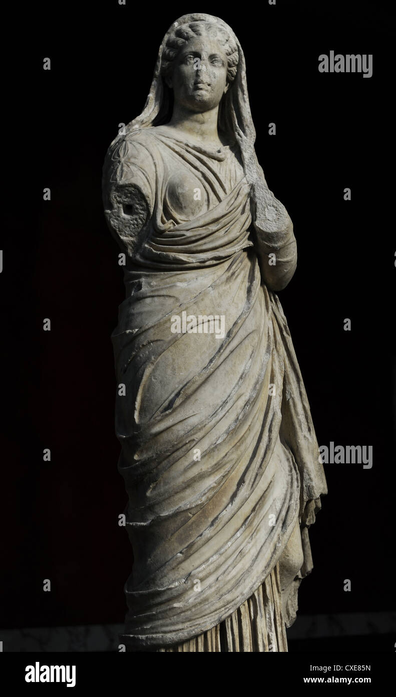 Roman Art. The Mater Familias or Matrona. Statue. Ny Carlsberg Glyptotek. Copenhagen. Denmark. Stock Photo