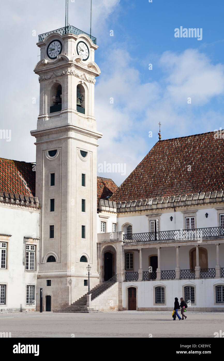 The belltower and Patio das Escolas courtyard of the old University of Coimbra, Beira Litoral, Portugal Stock Photo