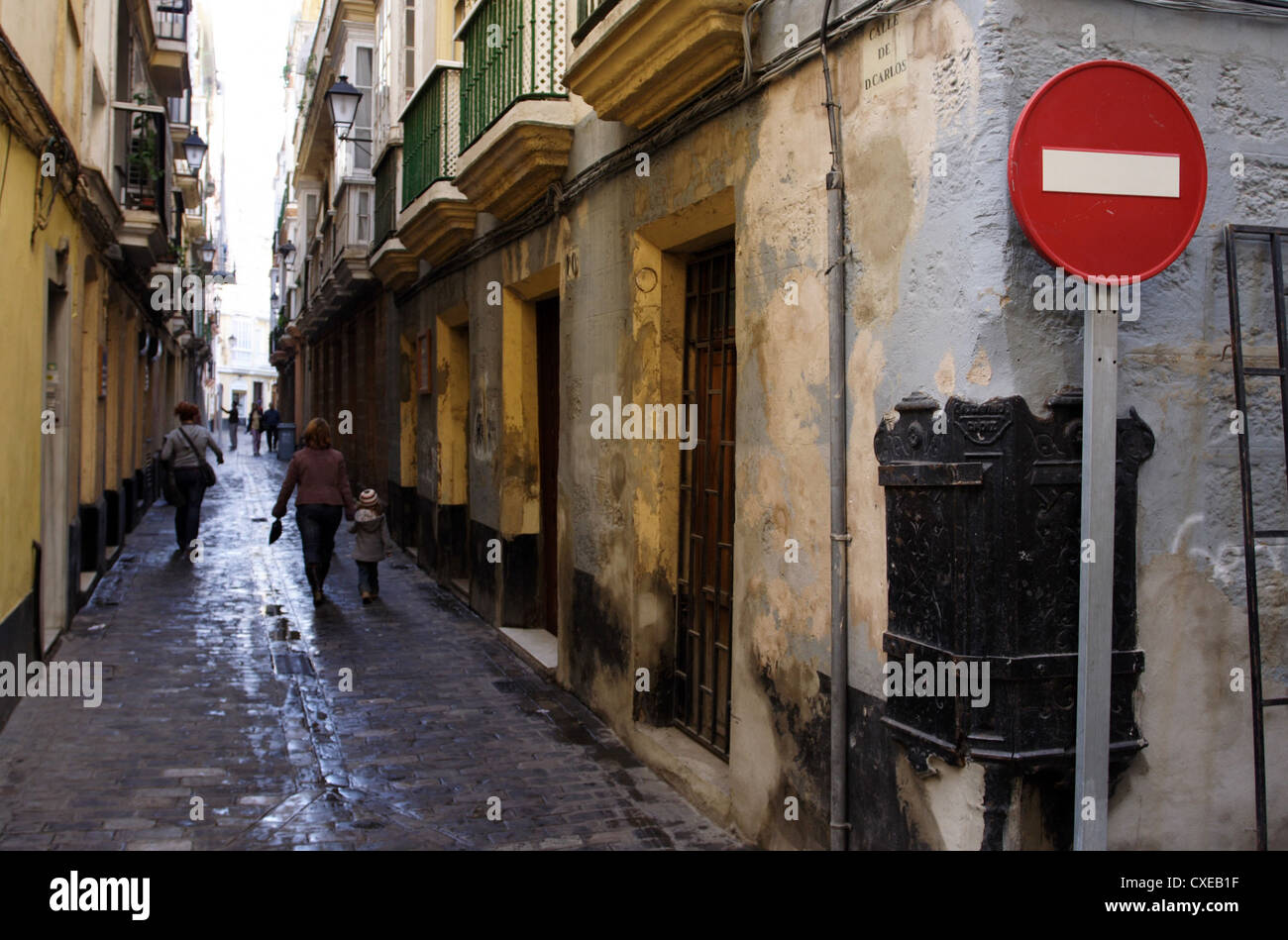 Cadiz, prohibiting the entrance to an alley Stock Photo