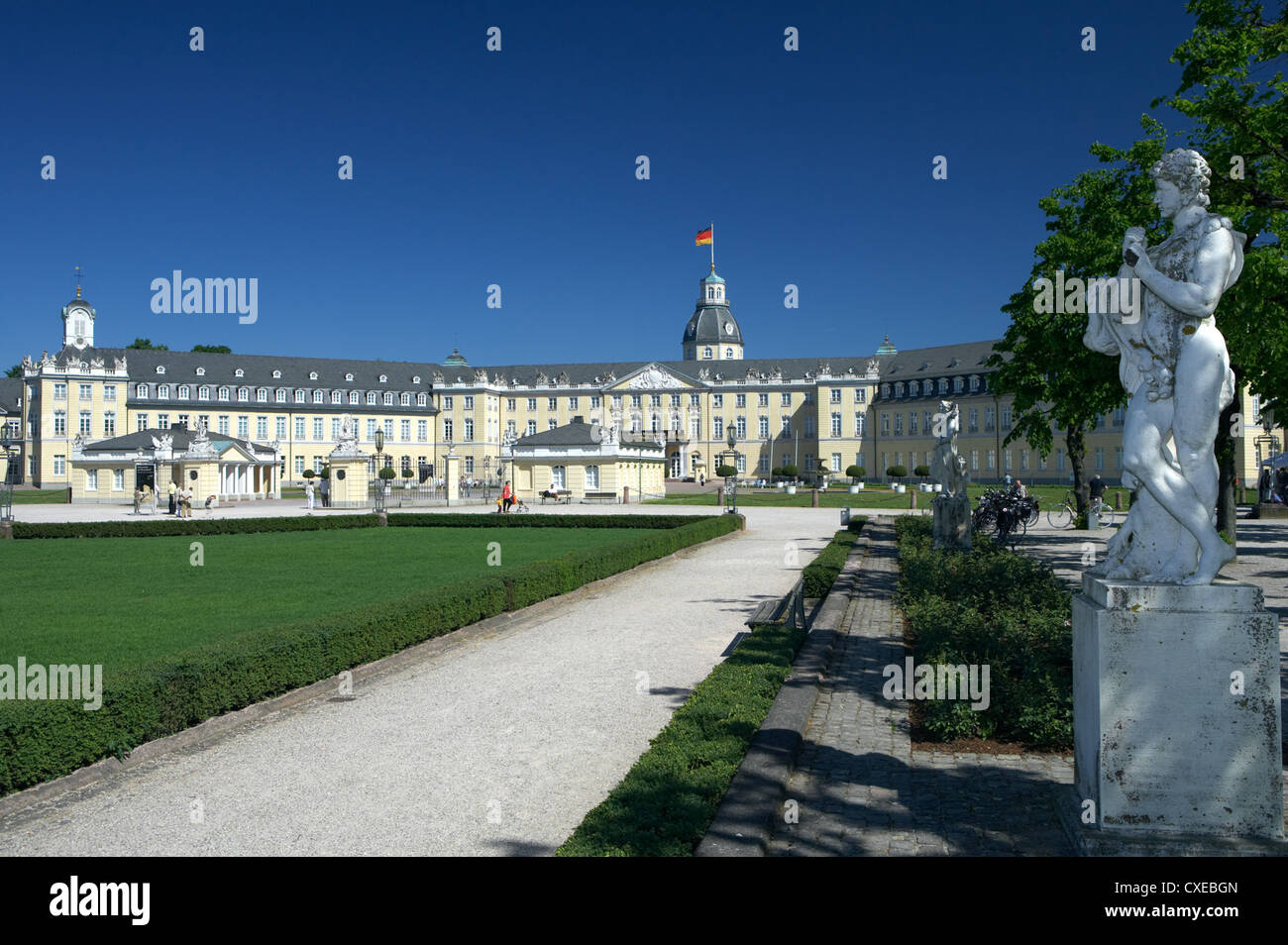 Karlsruhe - The baroque palace with park Stock Photo