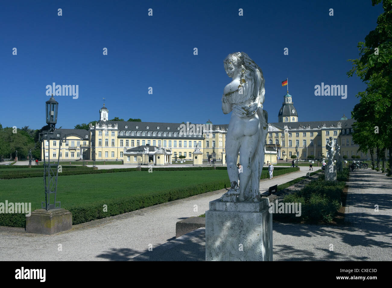 Karlsruhe - The baroque palace with park Stock Photo