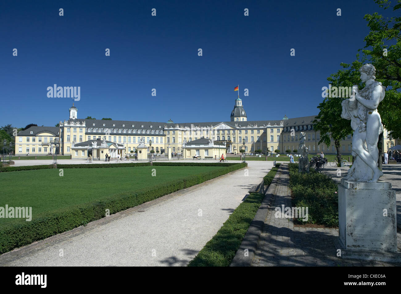 Karlsruhe - The baroque palace with park Stock Photo