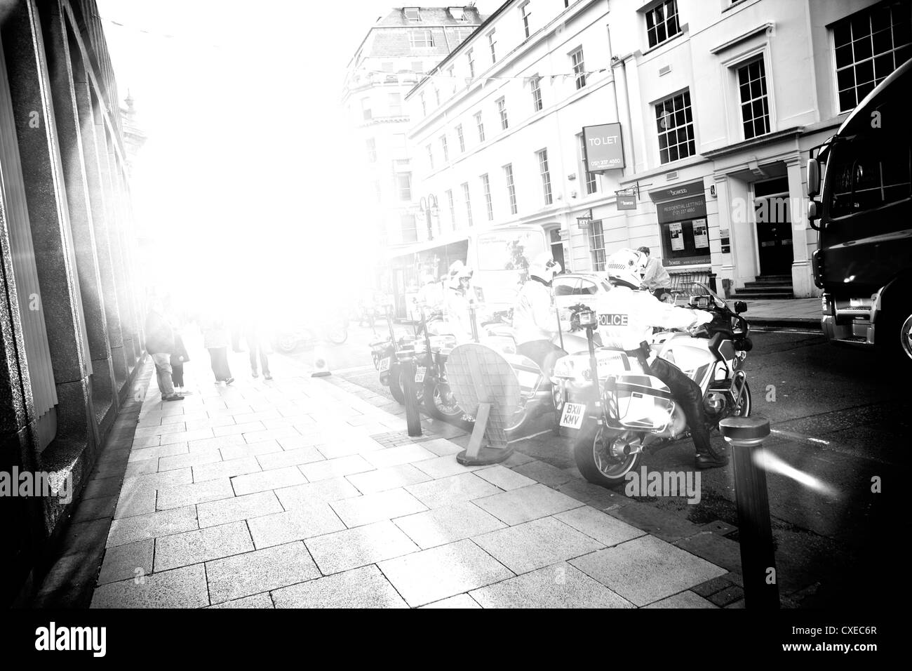 Motorcycle Police Olympic torch relay escort along Colemore Row London Olympics 2012 Stock Photo