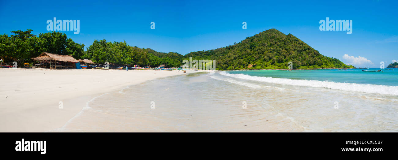 Selong Belanak Beach, Lombok, a panorama of the perfect white sandy beach in the South of Lombok, Indonesia, Southeast Asia Stock Photo