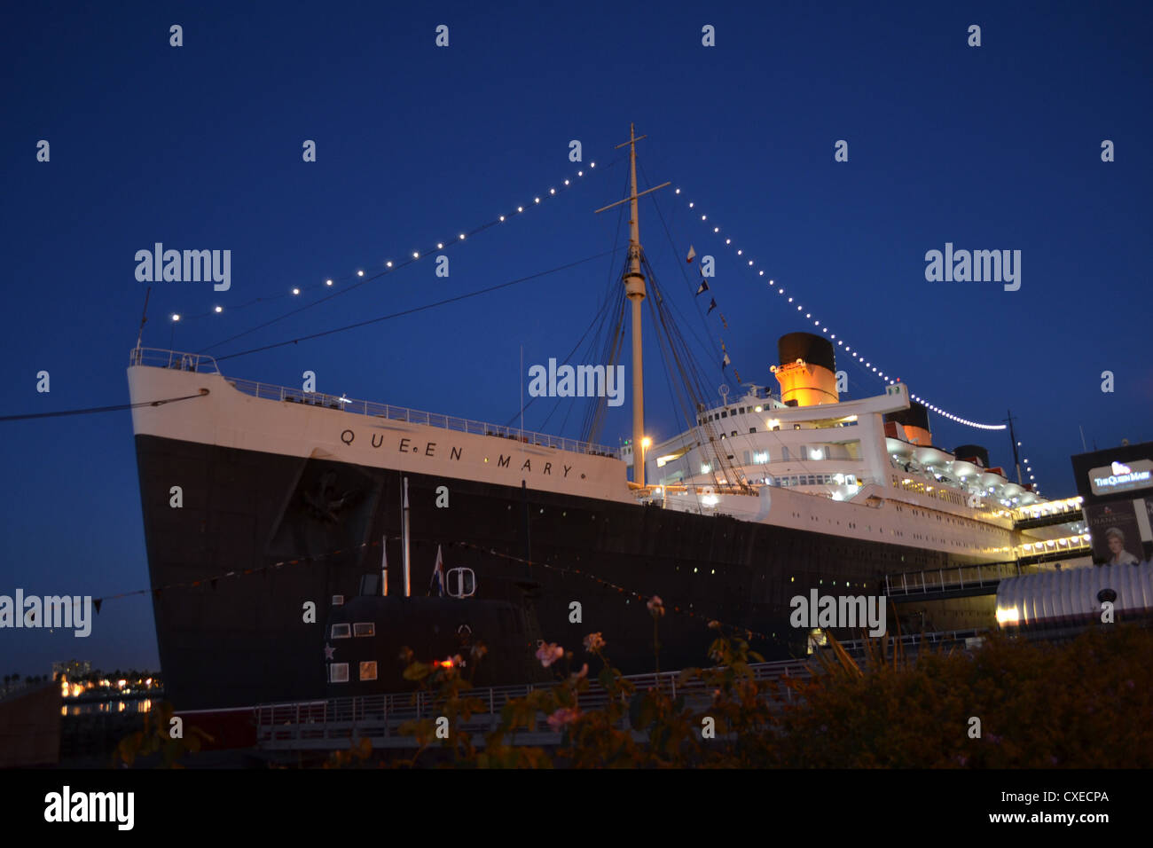 RMS Queen Mary at Long Beach, California Stock Photo