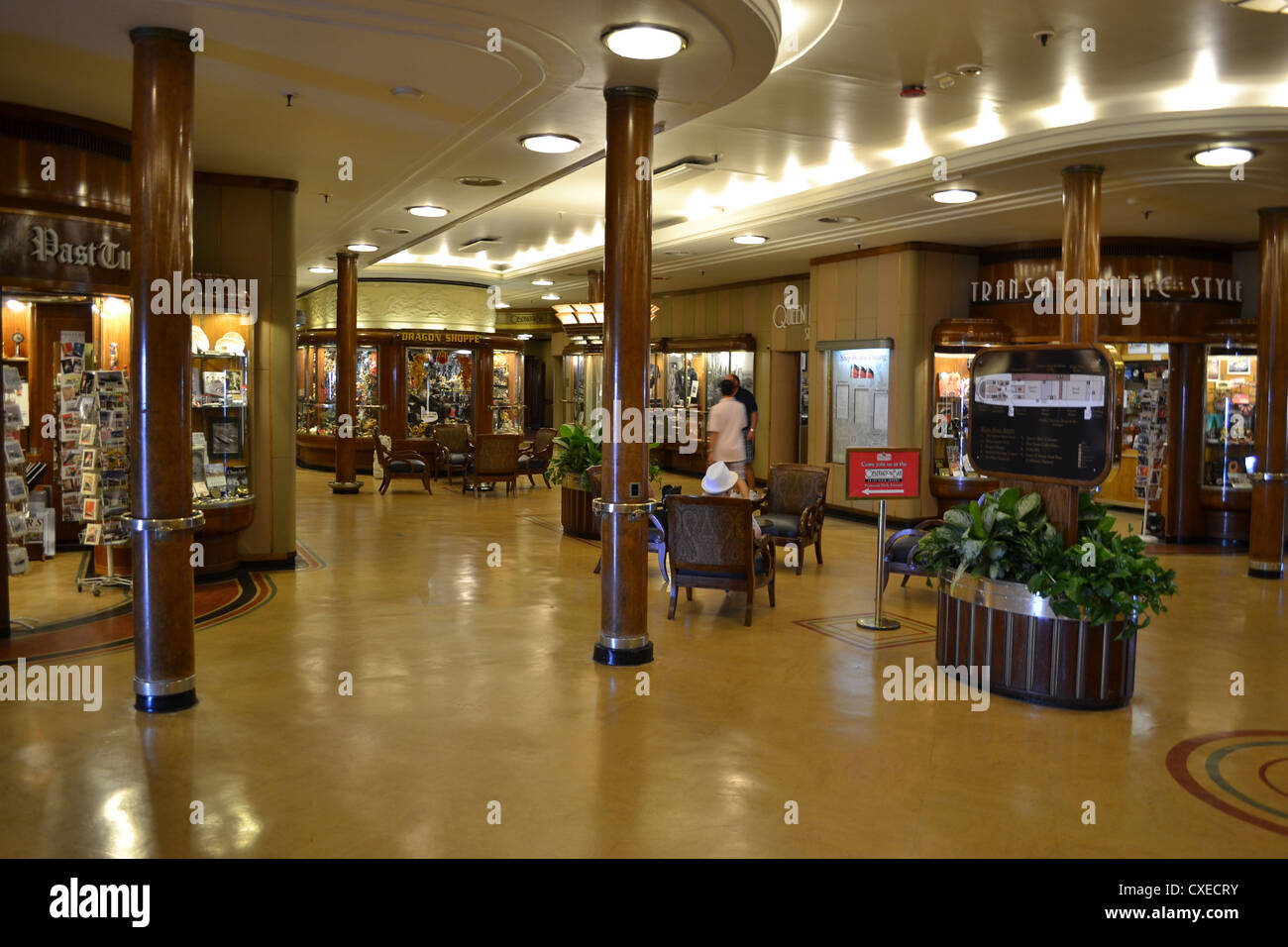 The shopping arcade aboard the RMS Queen Mary, Long Beach, California Stock Photo