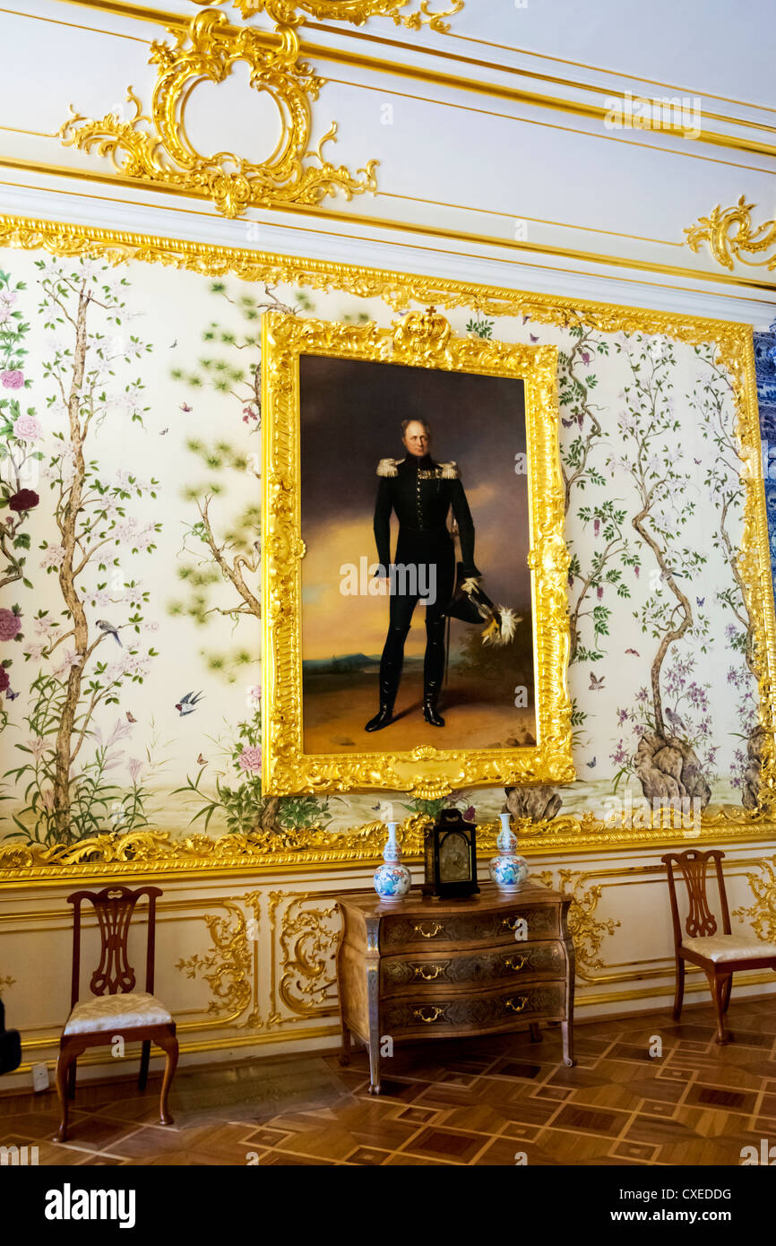 Catherine Palace Pushkin Russia. The Chinese Drawing-Room, Painting of Alexander the first Stock Photo