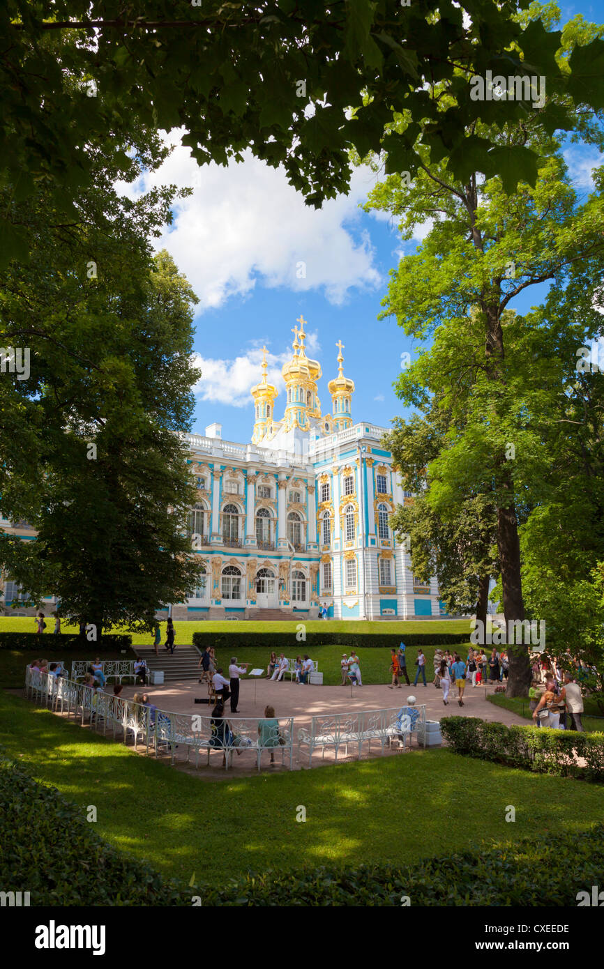 Catherine Palace the Rococo summer residence of the Russian tsars located in the town of Tsarskoye Selo (Pushkin) Russia Stock Photo