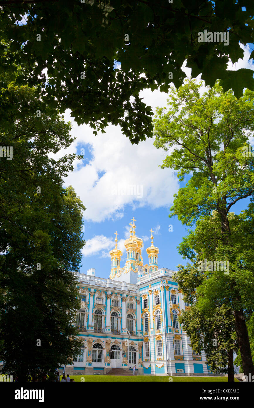 Catherine Palace the Rococo summer residence of the Russian tsars located in the town of Tsarskoye Selo (Pushkin) Russia Stock Photo